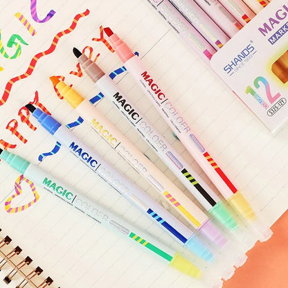 eybag Double-ended Magic Color Changing Highlighter Pen Set, Student Diary Scrapbook Painting, DIY Making, School office stationery