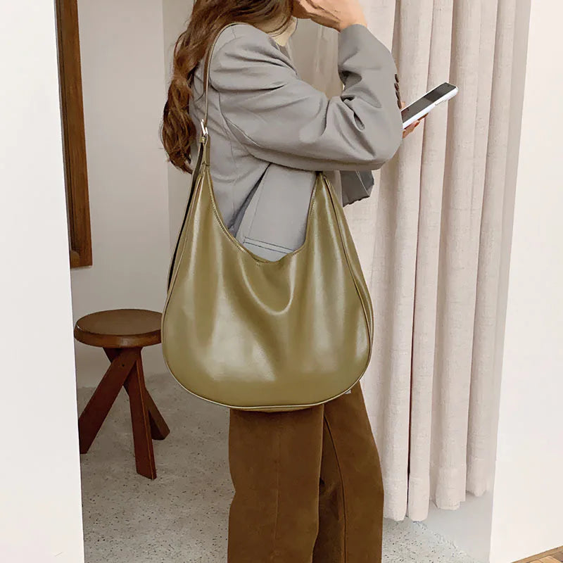 Lkblock Casual Women Shoulder Bag PU Leather Composite Bags Solid Female Shopping Totes Crossbody Bag for Women