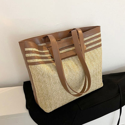 Lkblock Large Capacity Bag 2022 New Bag Women's Bag Summer Popular Woven Straw Bag Shoulder Bag Handbag Beach Resort Style Tote Bag