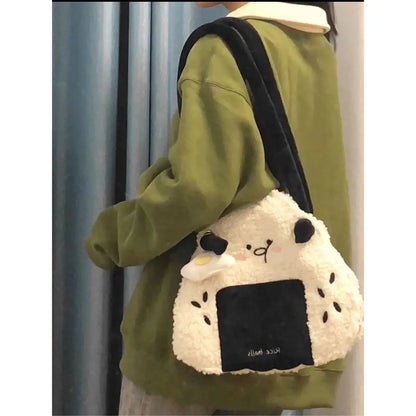 eybag Autumn Winter Japanese Cute Plush Corduroy Fashion Sushi Rice Ball Messenger Bag Women Bag Tote Bag Purses Handbags