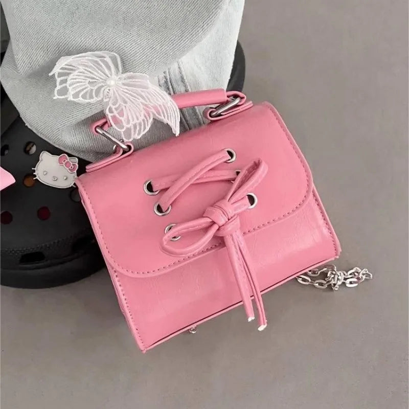 eybag Small Pink Womens Shoulder Bag Chains Designer Fashion Korean Popular Handbag Casual Bow Sweet Cute New Female Coin Purse