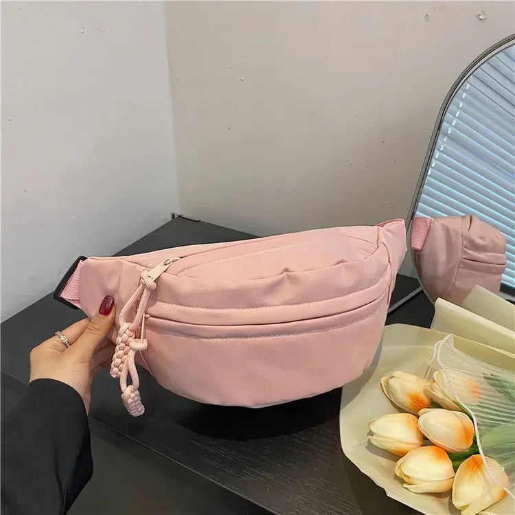 eybag 2024 Chest Bags for Women Sling Crossbody Waist Pack Canvas Running Waist Banana Bag Casual Fanny Packs Sport Half Moon Belt Bag