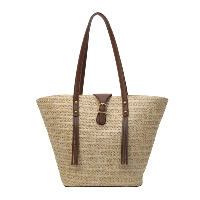 eybag Casual Large Capacity Straw Bags Summer Beach Bag Big Shoulder Bags For Women 2024 Female Beach Basket Handbags Purses woven bag