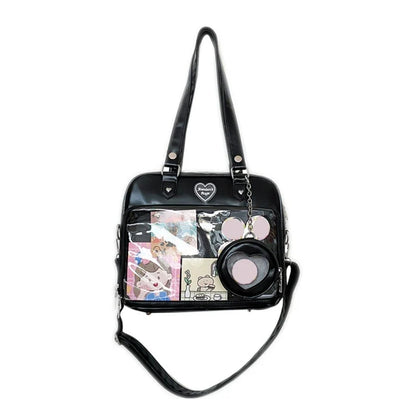 eybag Japanese Harajuku Itabag Girls PU Transparent Bag School Student Handbags Ita Bag Tote JK Uniform Shoulder Crossbody Bag