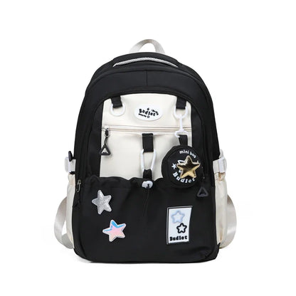 eybag Nylon Star Large Capacity Backpacks High Quality Unique Design Cute Color Matching Schoolbags for Women 2024 Casual Coin Purse