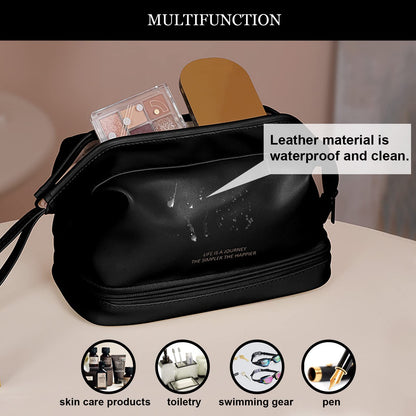 eybag Large Makeup Bag Luxury Double Layer Cosmetic Bag Travel Accessories Leather Roomy Organizer Toiletry Pouch for Women Girls