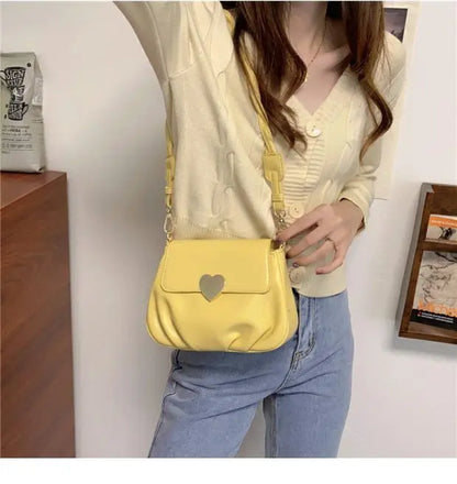 eybag Harajuku Heart White Messenger Bag Women Vintage Pu Leather Cloud Bag Handbag Female Fashion Casual  Crossbody Bags