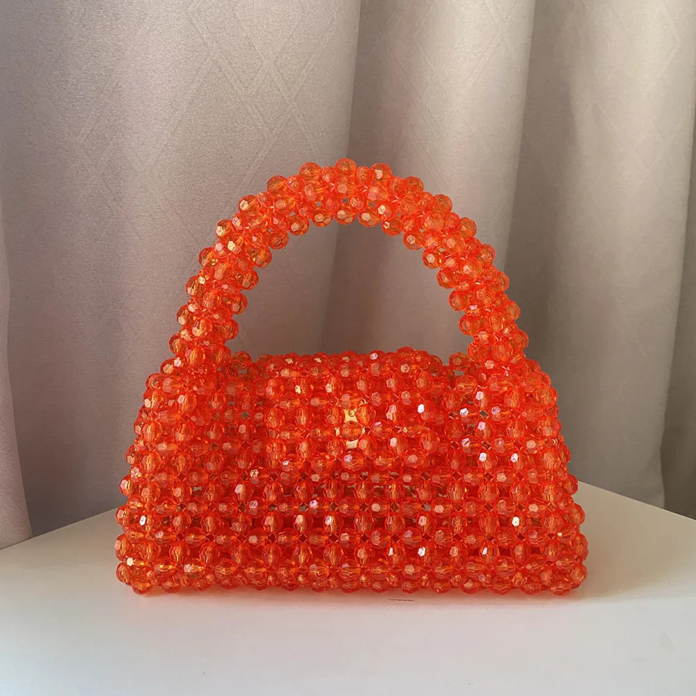 eybag Handmade Bead Bag Big Hand-Woven Handbags Unique Designer Ladies Party Bag Top-handle Phone Purses and Handbags