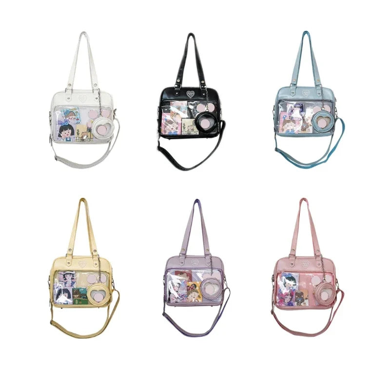 eybag Japanese Harajuku Itabag Girls PU Transparent Bag School Student Handbags Ita Bag Tote JK Uniform Shoulder Crossbody Bag