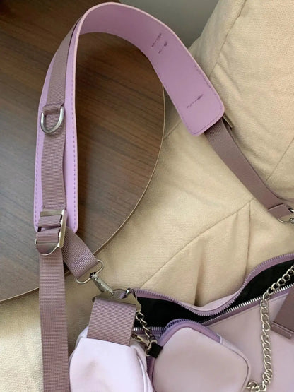 eybag Purple Hobos Bag Women New Harajuku Aesthetic Nylon Casual Crossbody Bag Ladies Large Capacity Y2k Handbag Chic