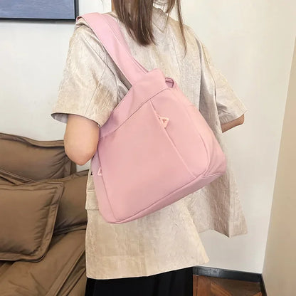 eybag Bright Color Canvas Tote Bag Women Business Commuter Shoulder Bag Multi-Layer Nylon Waterproof Durable Solid Color Handle Bag