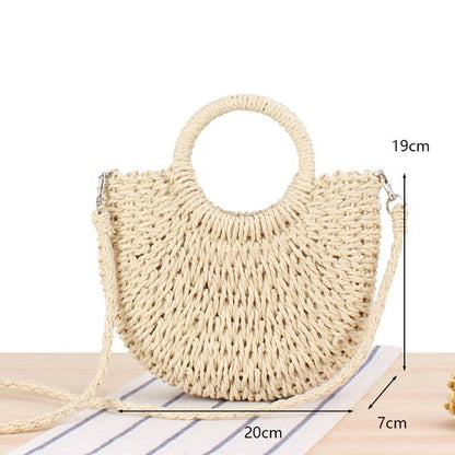 eybag Retro Top Handle Design Crossbody Bag for Women Branded Simple Summer Straw Woven Handbags Female Hollow Basket Shoulder Bags