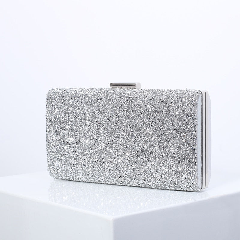 eybag Women Evening Clutch Bag Sequin Clutch Female Crystal Day Clutch Wedding Purse Party Banquet Black/Gold Silver