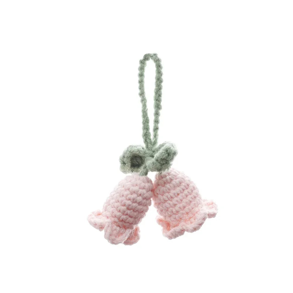 eybag Handmade Flower Knitted Keychain Keyring Women Crocheted Wool Flower Leaf Bag Pendants Car Key Ring Fresh Handbag Charms Gifts