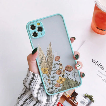 eybag Retro Flower Bud Phone Case for iphone 11 12 13 14 Pro Max 15 Plus Meticulous Plant for iphone X XS XR 7 8 Plus SE2 Back Covers