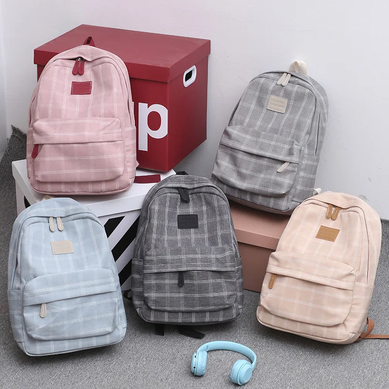 eybag 2024 New Leisure Plaid Backpack Woman Nylon Casual Double Shoulder Pack School Bag for Teenage Girl Boy Student Mochilas Satchel