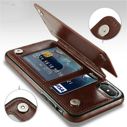 eybag Retro PU Flip Leather Case For iPhone 13 12 11 Pro Max XS Multi Card Holder Phone Cases For iPhone X 6 6S 7 8 Plus SE2022 Cover