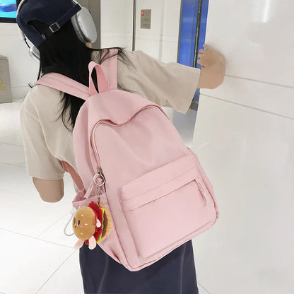 eybag 2024 Hot Selling Candy Colored Hamburger Pendant Backpack with College Style Minimalist and Fashionable Girl Backpack