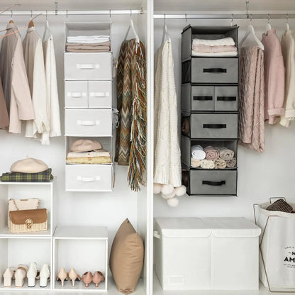 eybag Hanging Closet Organizer 6 Shelves, Closet Organization and Storage with 5 Different Drawers, 6 Side Pockets