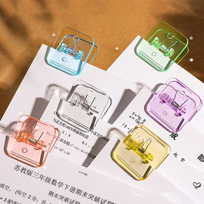 eybag 5pcs Candy Paper Clips Transparent Bookmarks Kawaii File Documents Binder Clips Notebook Index Page Holder Tickets Clamps Office