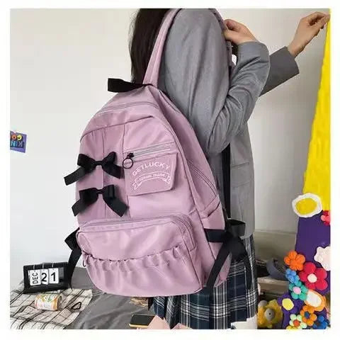 eybag Japanese Cute Bow Backpacks High Capacity Trendy Backpacks for Students Korean Ins Casual Versatile Commuting Traveling Bag Y2k