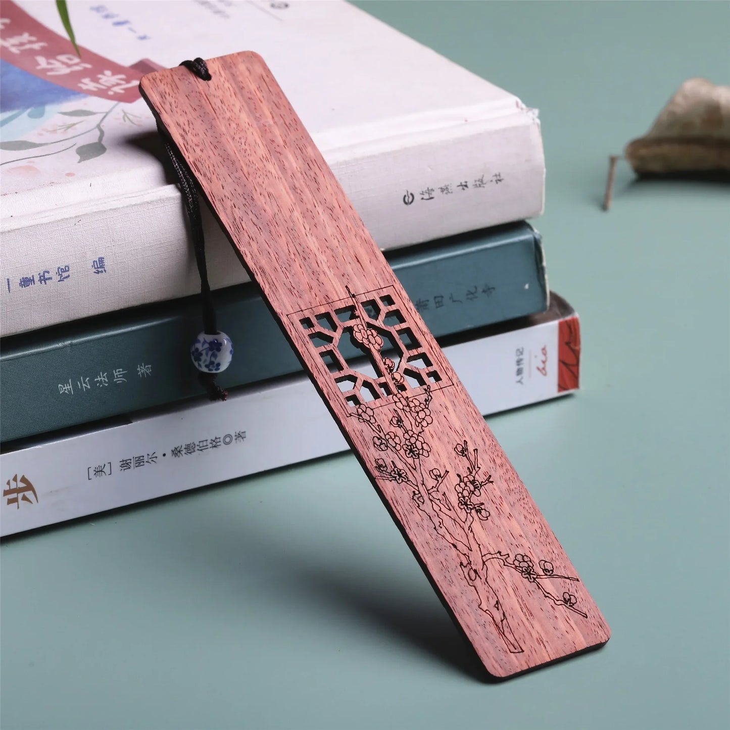 eybag Simple Carving Wooden Bookmarks Chinese Style Plum Orchid Bamboo Pattern Book Mark Reading Tools Vintage Stationery Supplies