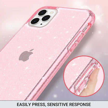 eybag New Bling Sparkle Soft Clear TPU Phone Case For iPhone 15 14 13 12 11 Pro Max Plus X XS Max XR Girls Pink Slim Thin Bumper Cover