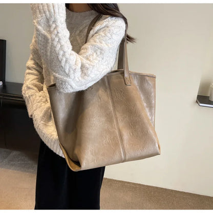 Lkblock Large Capacity PU Leather Bags Brand Design Big Tote Bag for Women Solid Color Fashion Female Handbags INS Style Underarm Bags