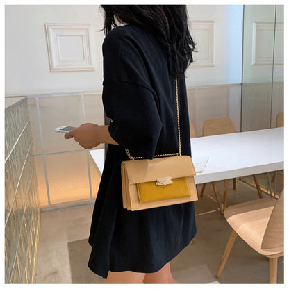 eybag autumn and winter new leather chain flap small square bag casual all-match one-shoulder diagonal bag