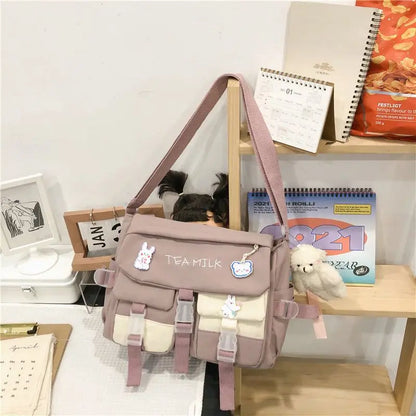 eybag Bag Female New Korean Summer Student Crossbody Bag Large Capacity Japanese Canvas Bag Small Backpack Shoulder Bag