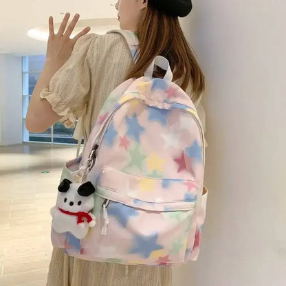 eybag Korean 2024 New Colorful Star College Student Schoolbags Japanese Tie Dyeing Large Capacity Personalized Backpack for Women Ins