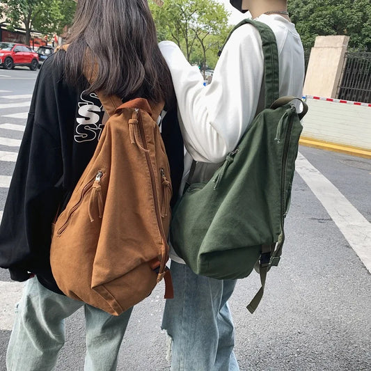 eybag Vintage Big Capacity Canvas Backpack Women Men Travel Bag Backpacks Schoolbag for Teenage Girls 4 Solid Colors Unisex Bookbag