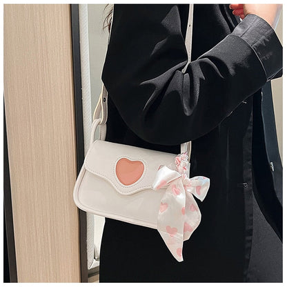 eybag Cute Love Heart Women's Small Square Shoulder Bags Fashion Female Messenger Bag Simple Ladies Crossbody Purse Handbag with Scarf