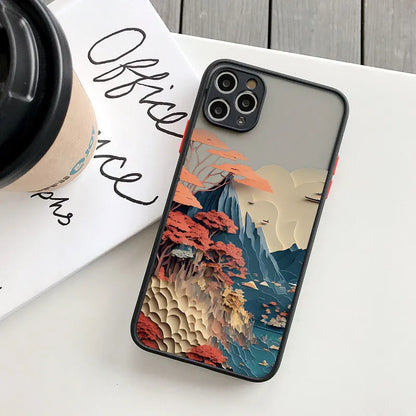 eybag Printing Landscape phone case For iPhone 15 14 11 12 13 Pro Max Mini XS X XR 7 8 Plus SE2 Creative Mountains Shockproof Cover