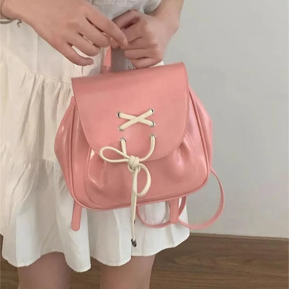 eybag Pink Backpacks for Women Korean Style 2024 New Fashion Small Leather Backpack Sweet Cute Casual Luxury Designer Female Bag