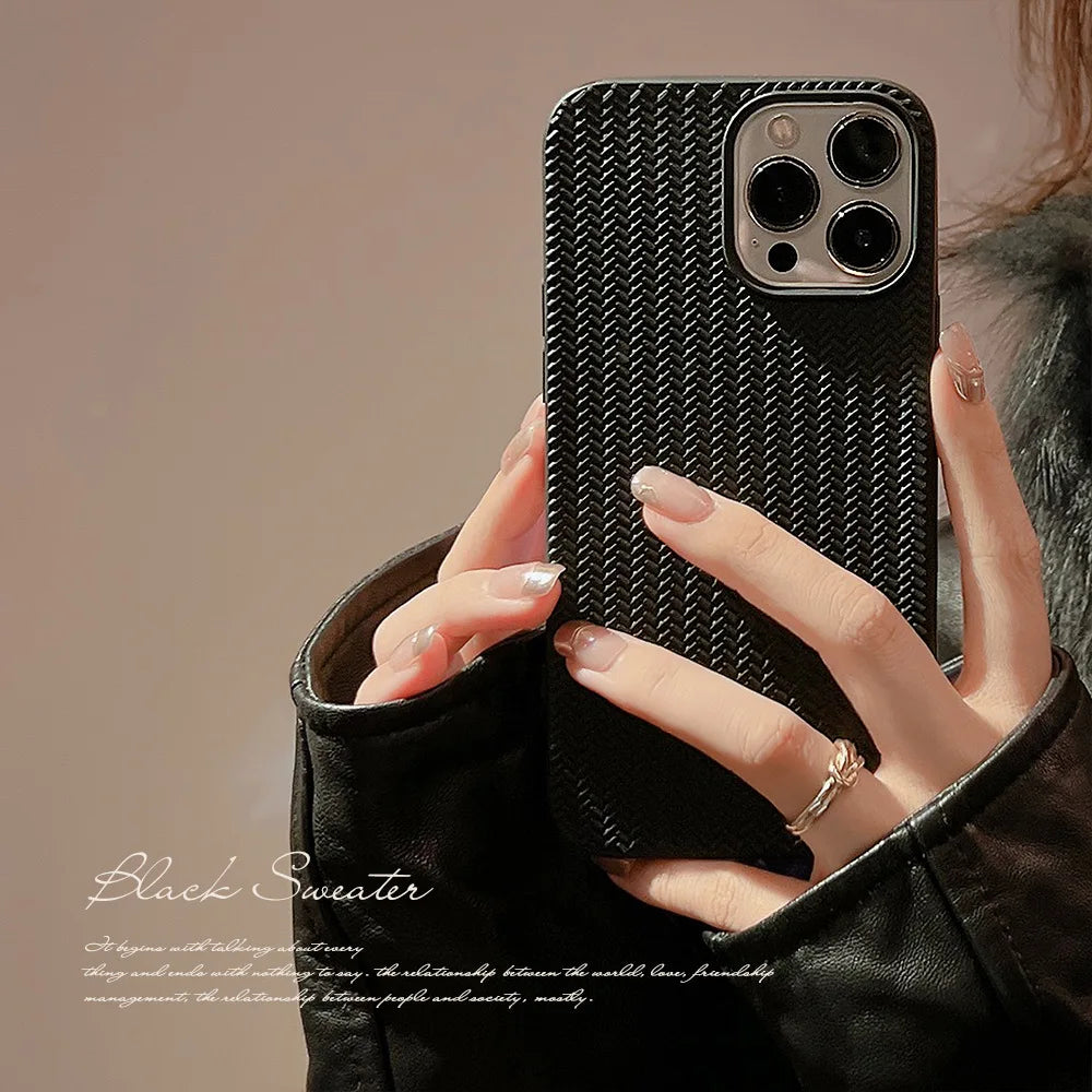 eybag Solid Braided Pattern Phone Case for IPhone 14 13 12 11 15 Pro XS Max Plus Funda for Iphone X XR 7 8 SE Soft Shockproof Cover