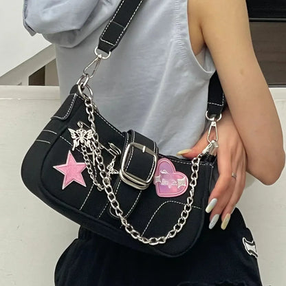 eybag Y2K Cross Decor Underarm Bag: Stylish Chain Shoulder Bag for Modern Women, Fashionable Pink Handbags and Purses