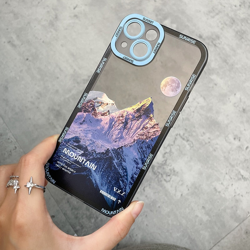 eybag Aesthetic Snow Mountain Transparent Phone Case For iPhone 13 12 11 Pro Max X XR XS Luxury Clear Soft Silicone Shockproof Cover