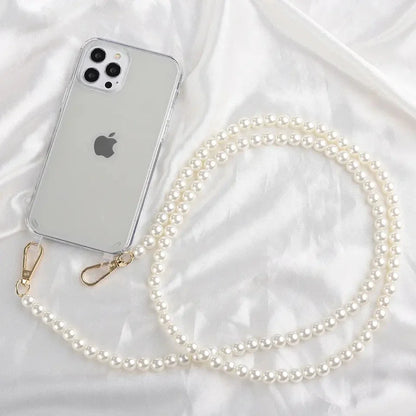 eybag DIY Luxury Pearl Chain Crossbody Strap Shockproof Acrylic Lanyard Phone Case for iPhone 14 13 12 PRO 15 Pro Max X XS 12 MINI