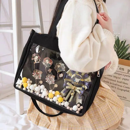 eybag Japanese Harajuku JK Canvas Bag For Women Transparent Pocket Itabag Mochila High School Girls Uniform JK  Crossbody Shoulder Bag