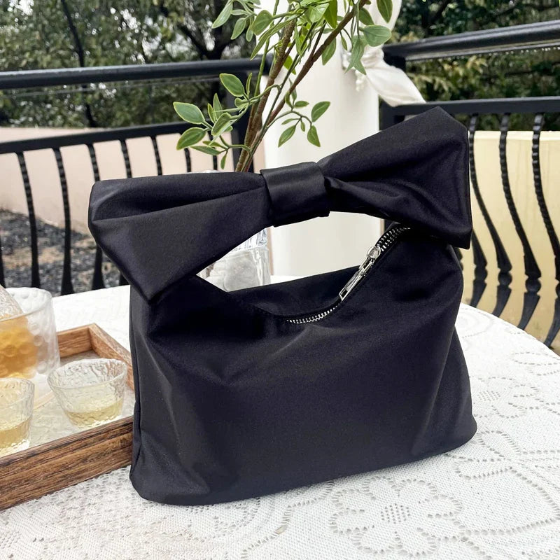 eybag Korean Casual Pillow Bags For Women Luxury Designer Handbag And Purse 2024 New In Satin Bow Bit To Handle Small Cloth Hand Wrist