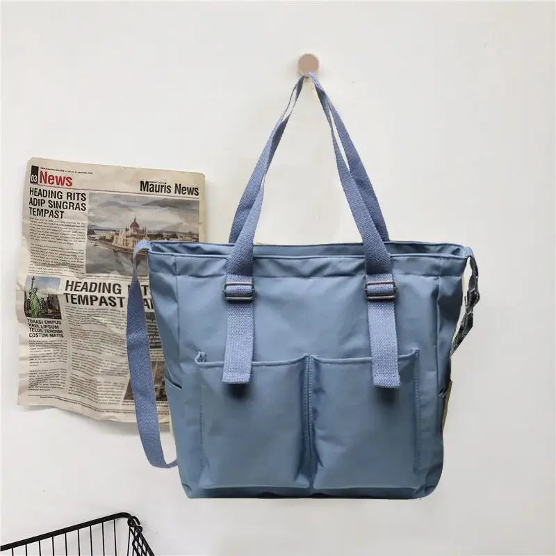 Lkblock Large Capacity Nylon Shoulder Bags Women Messenger Bags for School Female Ladies Handbag Solid Color Casual Unisex Big Tote Bags