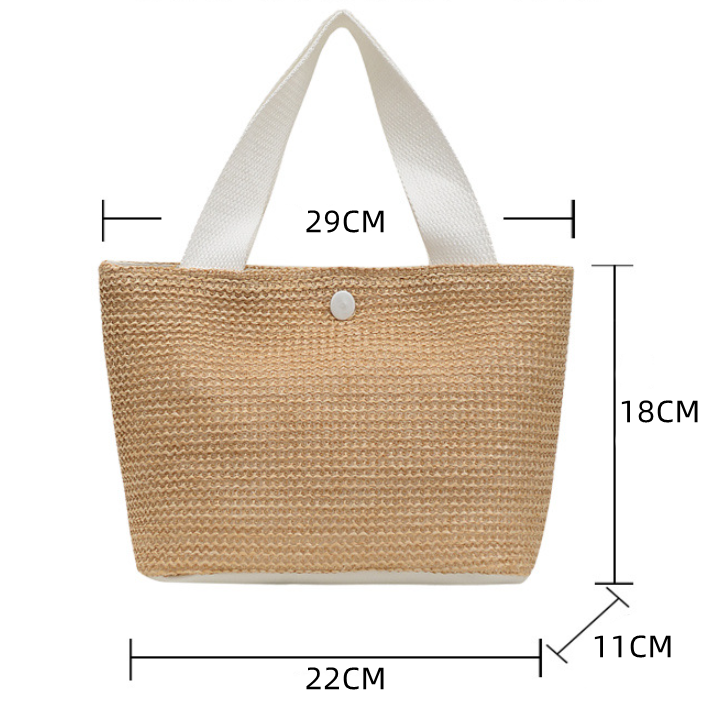 Lkblock Elegant Ladies Straw Woven Handbag Women Holiday Beach Casual Tote Top-Handle Bags Fashion Retro Shoulder Bags 2022