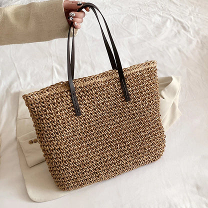 eybag Casual Summer Beach Bag For Women Large Capacity Straw Bags Designer Bag Handmade Big Purses Handbags Rattan Shoulder Bags