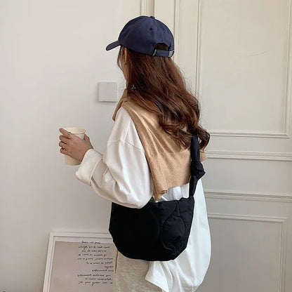 eybag Vintage Pleated Women Bag New Autumn Winter Fashion Armpit Crossbody Bag Foreign Casual Nylon Dumplings Bag Tide