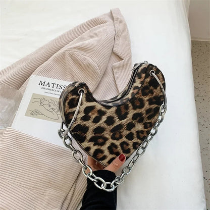 eybag Designer Thick Chain Handbags Women Luxury Ladies Heart Shaped Shoulder Bag Cute Female Clutch Purse Fashion Love Underarm Bag