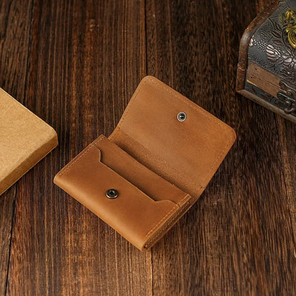 eybag Vintage Card Holder Men Genuine Leather Credit Card Holder Small Wallet Mini Purse for Men Money Bag ID Business Cards Holder