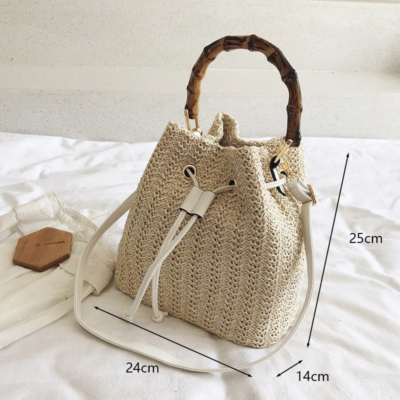 eybag Retro Top Handle Design Crossbody Bag for Women Branded Simple Summer Straw Woven Handbags Female Hollow Basket Shoulder Bags