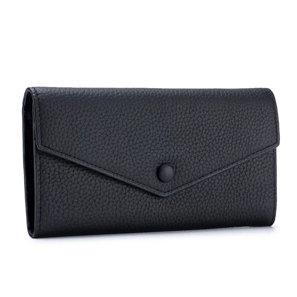 eybag Genuine Leather Long Wallet Phone Bag Cowhide Coin Purse Key Lipstick Case Earphone Pouch ID Credit Card Holder For Women Clutch