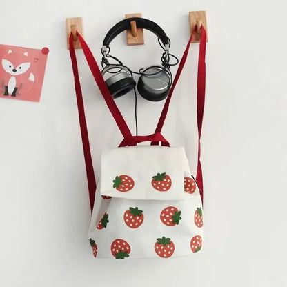 eybag Japanese Cute Strawberry Cartoon Backpack for Girls Canvas Makaron Small Fresh Large Capacity Travel Backpack Ins Shoulder Bag